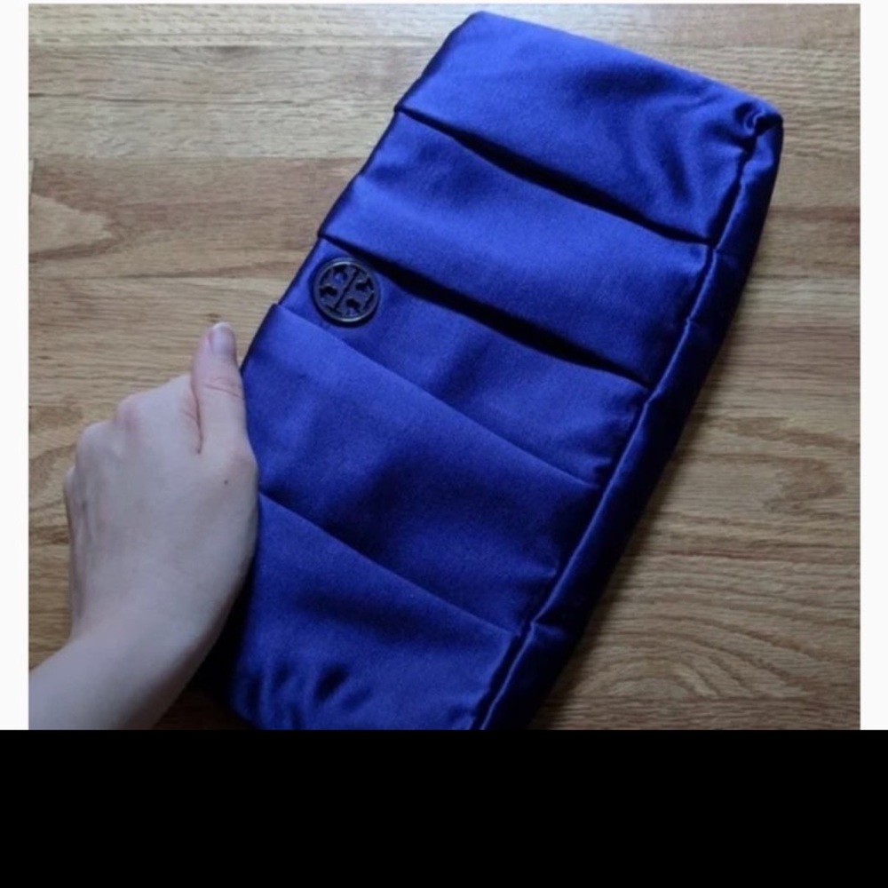 Tory Burch Kendrick Large Purple Satin Clutch